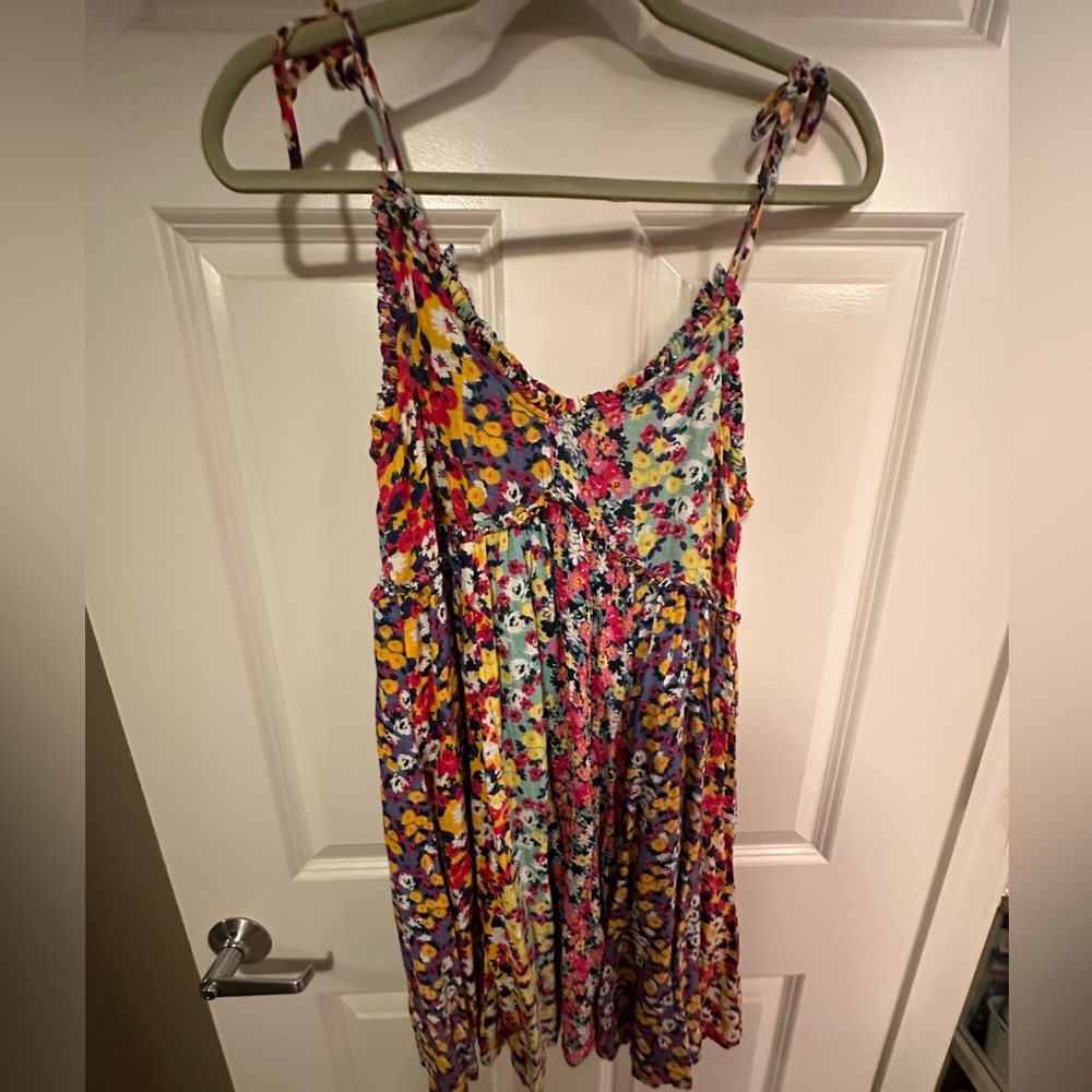 Bloomingdales Aqua Floral Tie Strap Dress